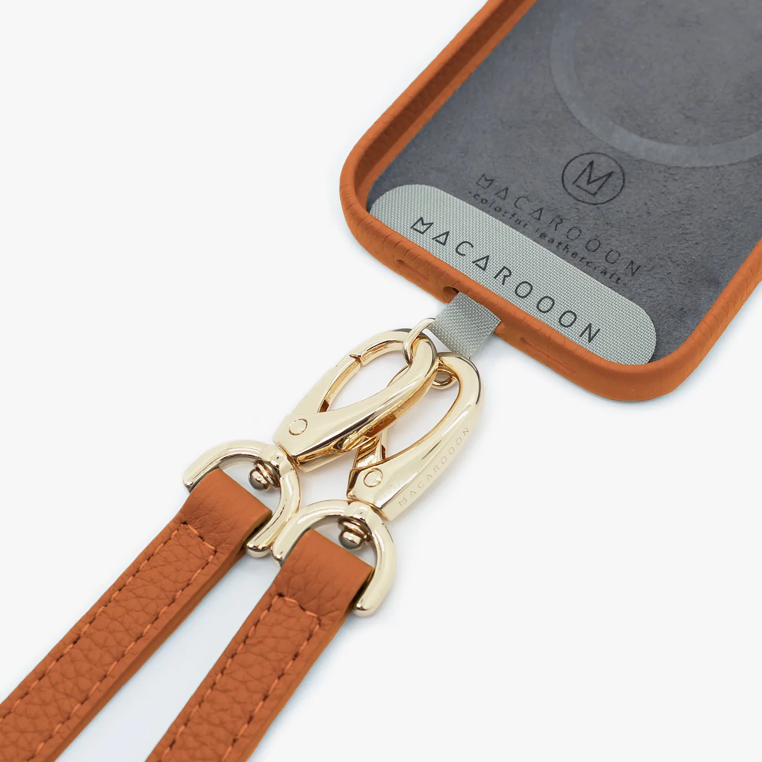 iPhone 16 Leather MagSafe Case with Crossbody Leather Strap