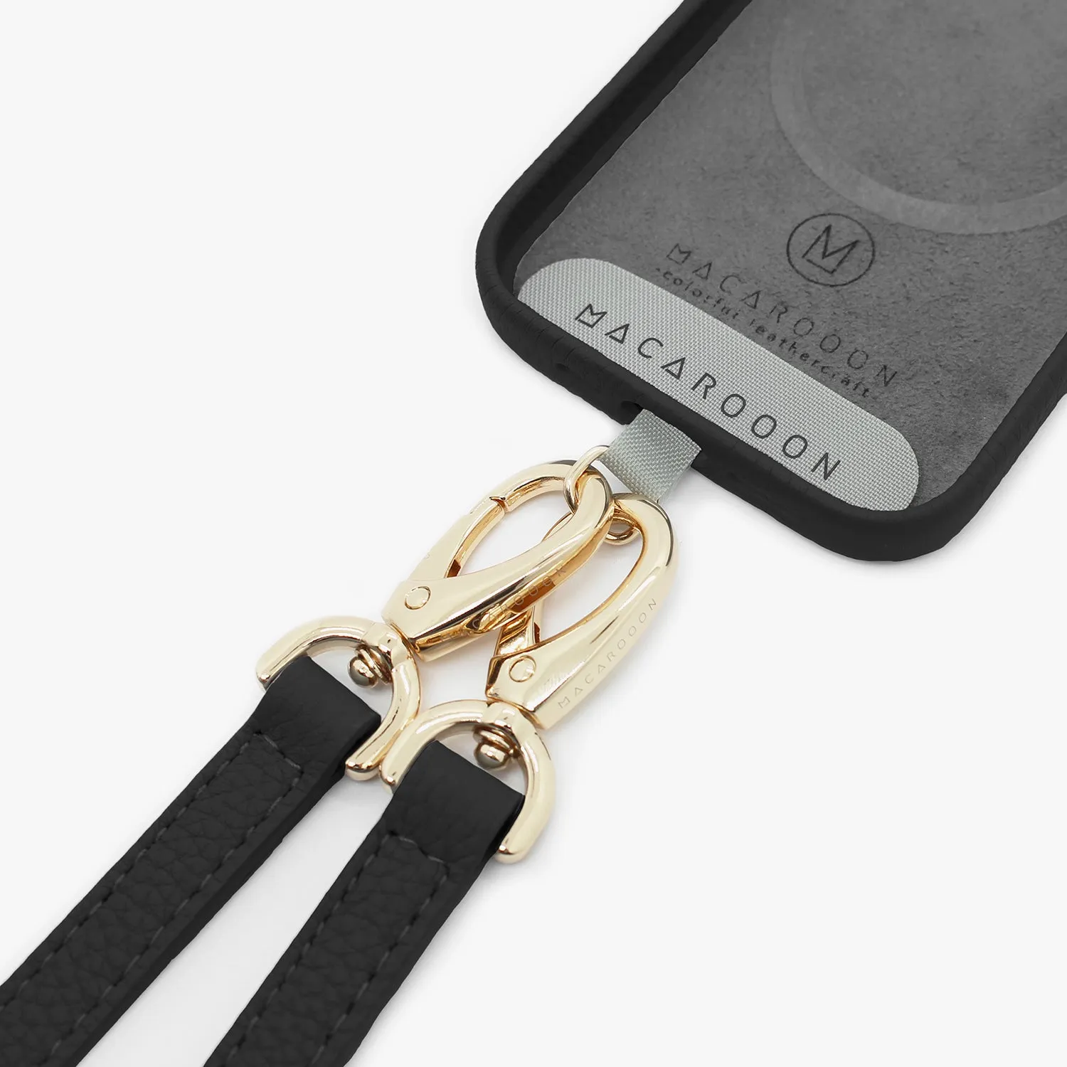iPhone 16 Leather MagSafe Case with Crossbody Leather Strap