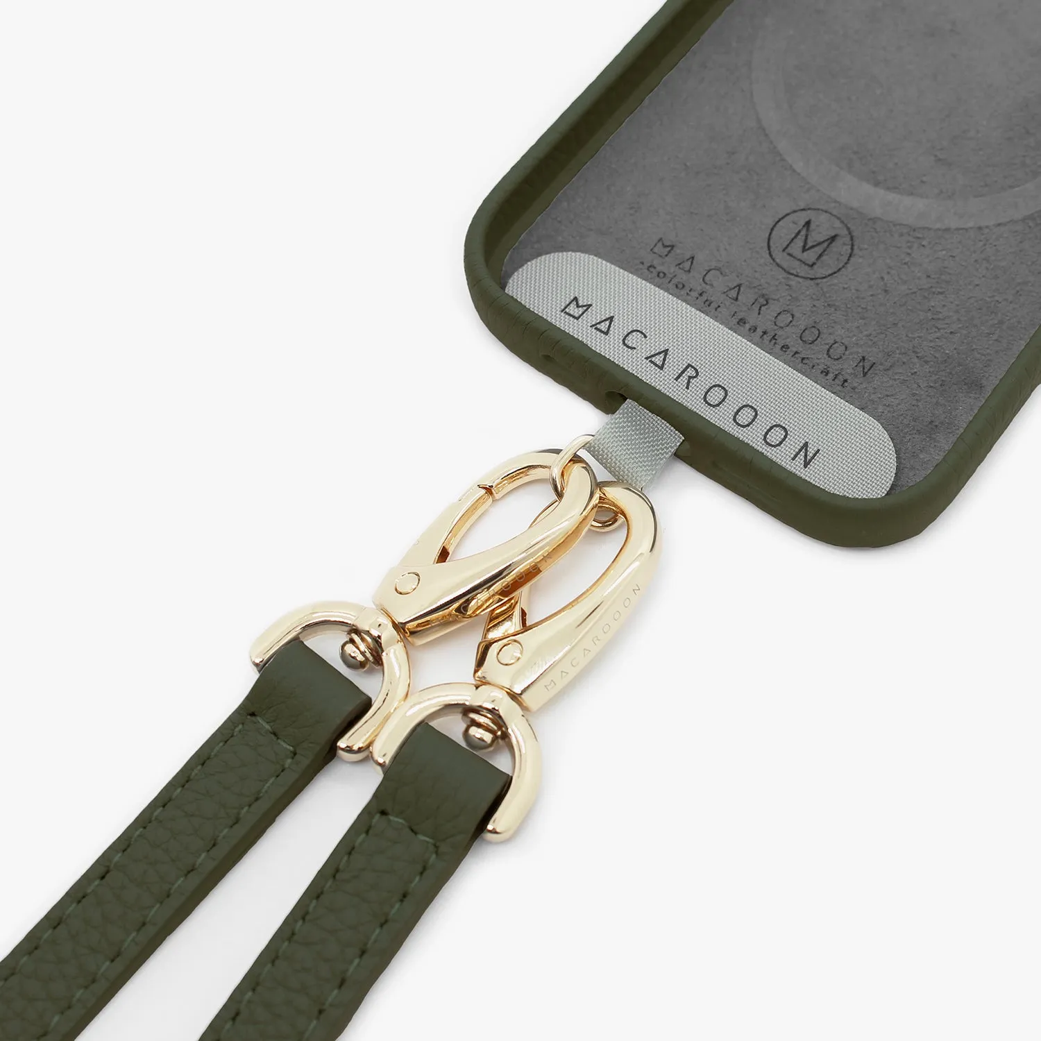iPhone 16 Leather MagSafe Case with Crossbody Leather Strap