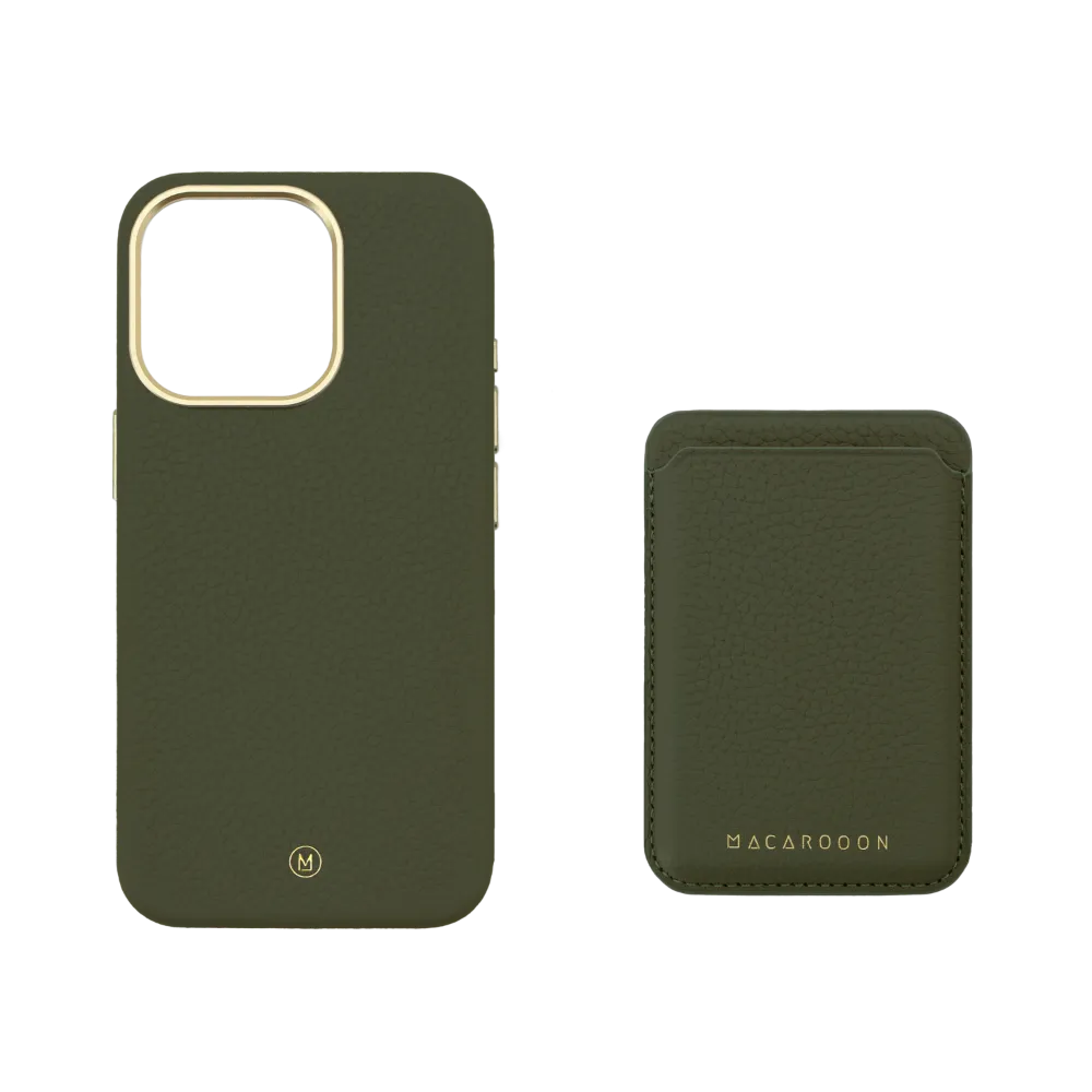 iPhone 16 Pro Max Leather MagSafe Case with Leather MagSafe Wallet Set