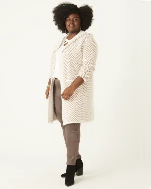 Irma Long Hooded Cardigan | Ivory/Camel