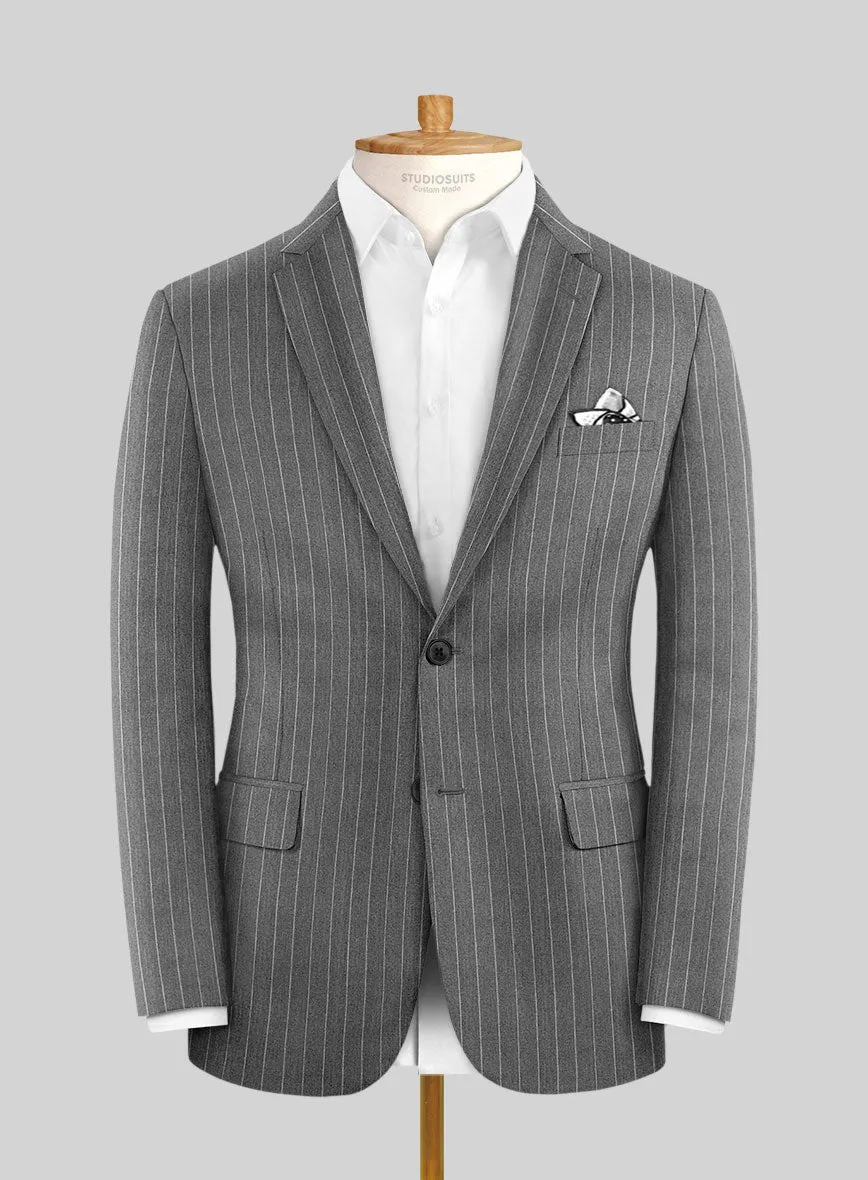 Italian Afito Gray Chalkstripe Flannel Jacket