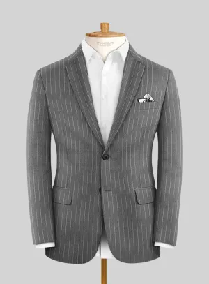 Italian Afito Gray Chalkstripe Flannel Jacket