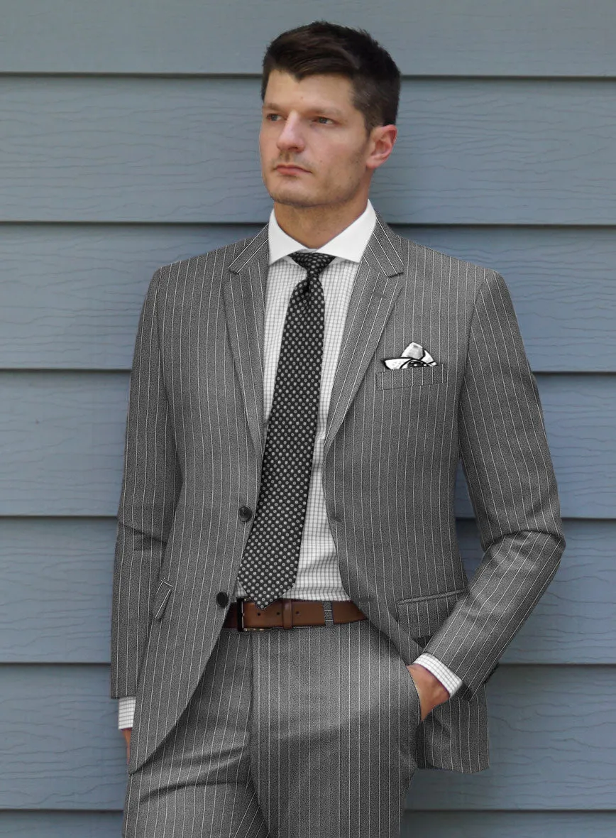 Italian Afito Gray Chalkstripe Flannel Jacket