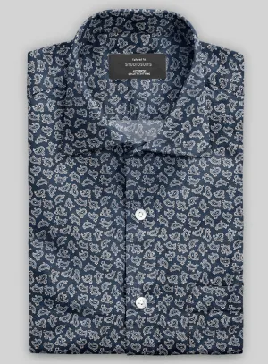 Italian Paisley Dark Blue Summer Linen Shirt