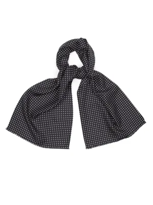 Italian Silk Tube Scarf, Polka Dot - Black/White