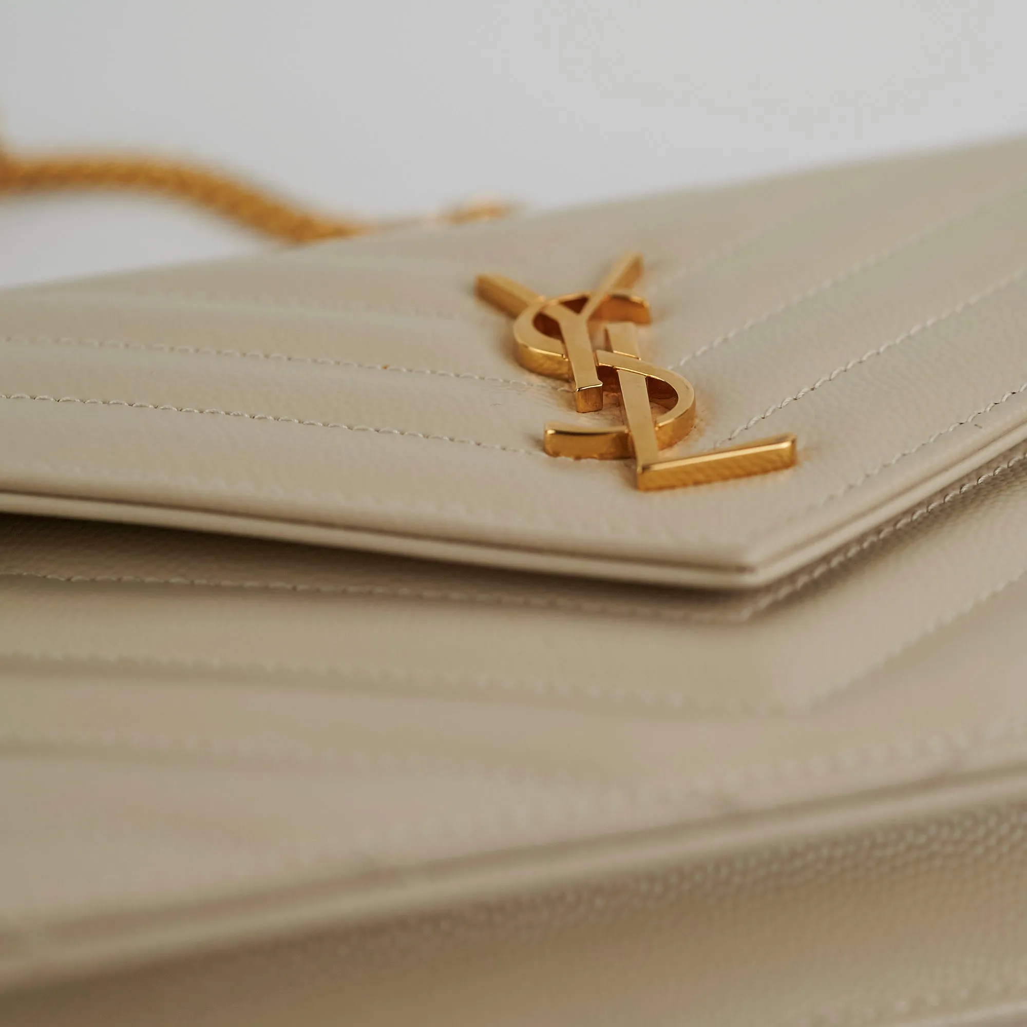 ITEM 24 - Saint Laurent Cassandre Envelope Cream Wallet On Chain WOC