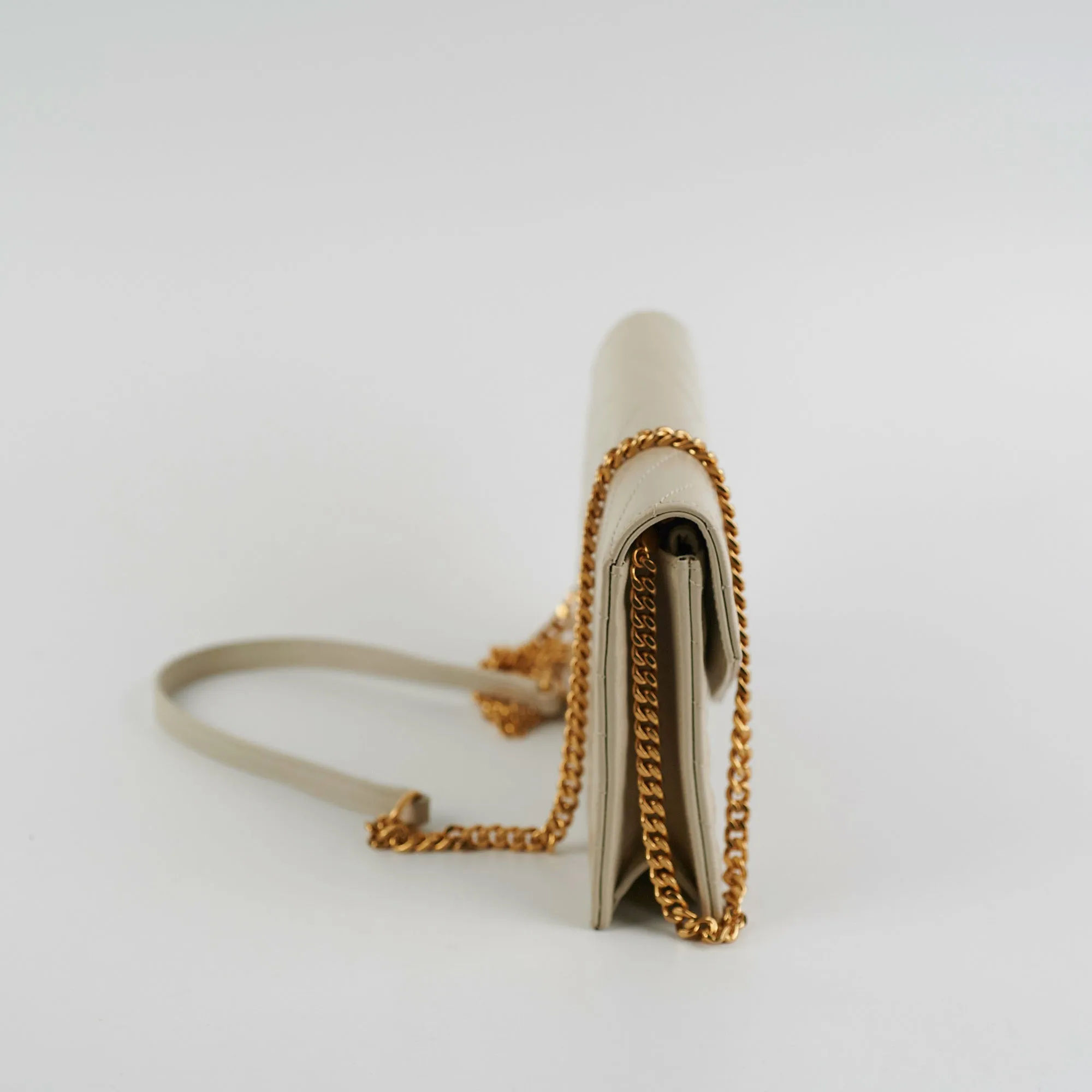 ITEM 24 - Saint Laurent Cassandre Envelope Cream Wallet On Chain WOC
