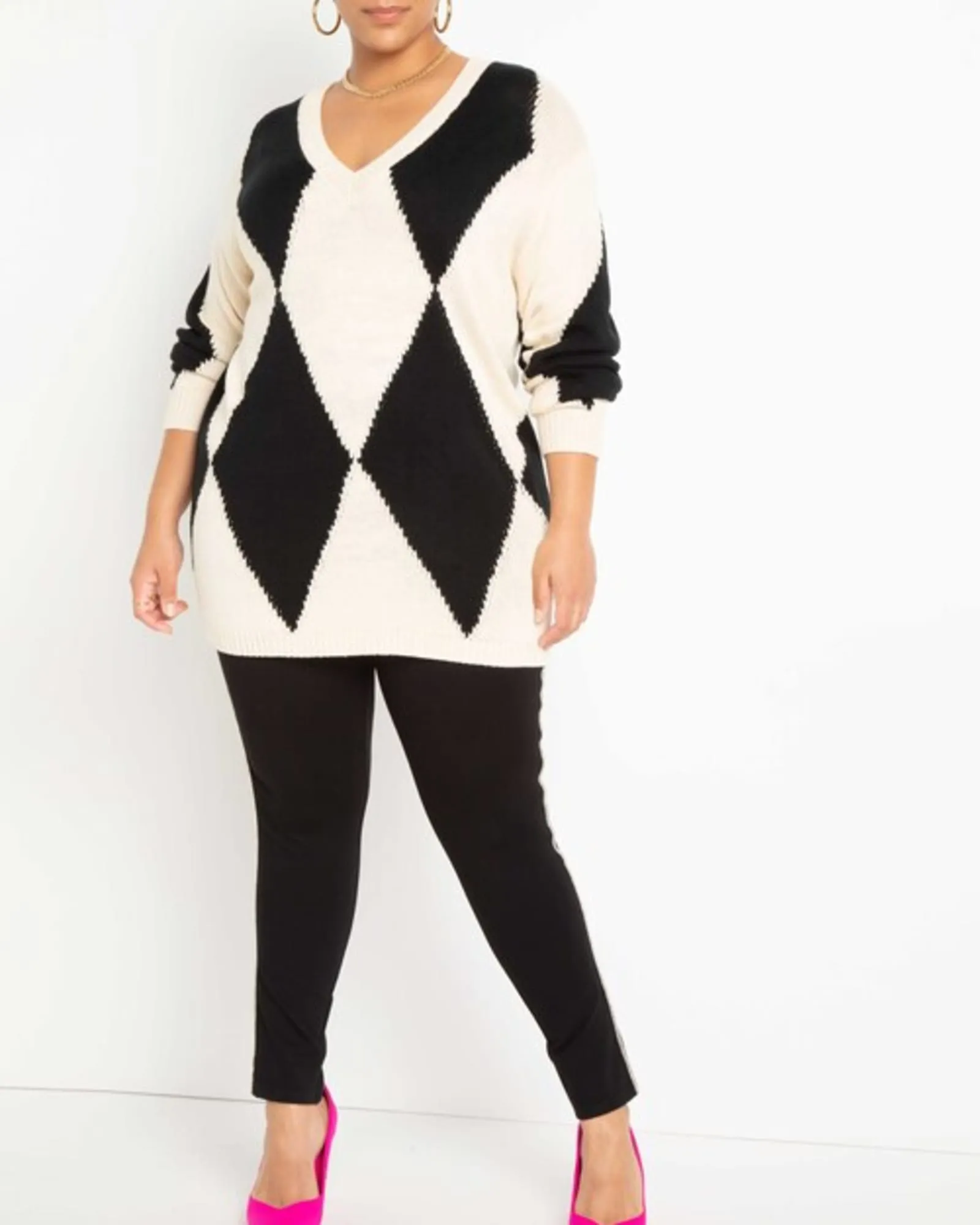 Ivy Argyle Sweater | Black And White