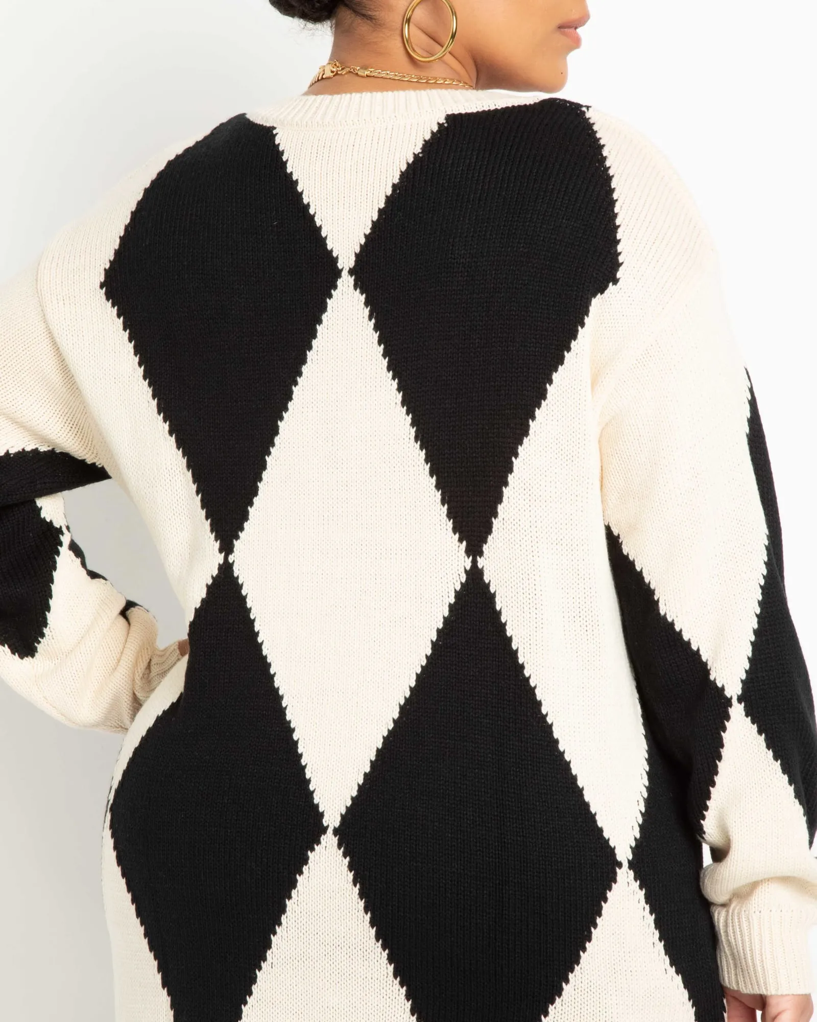 Ivy Argyle Sweater | Black And White