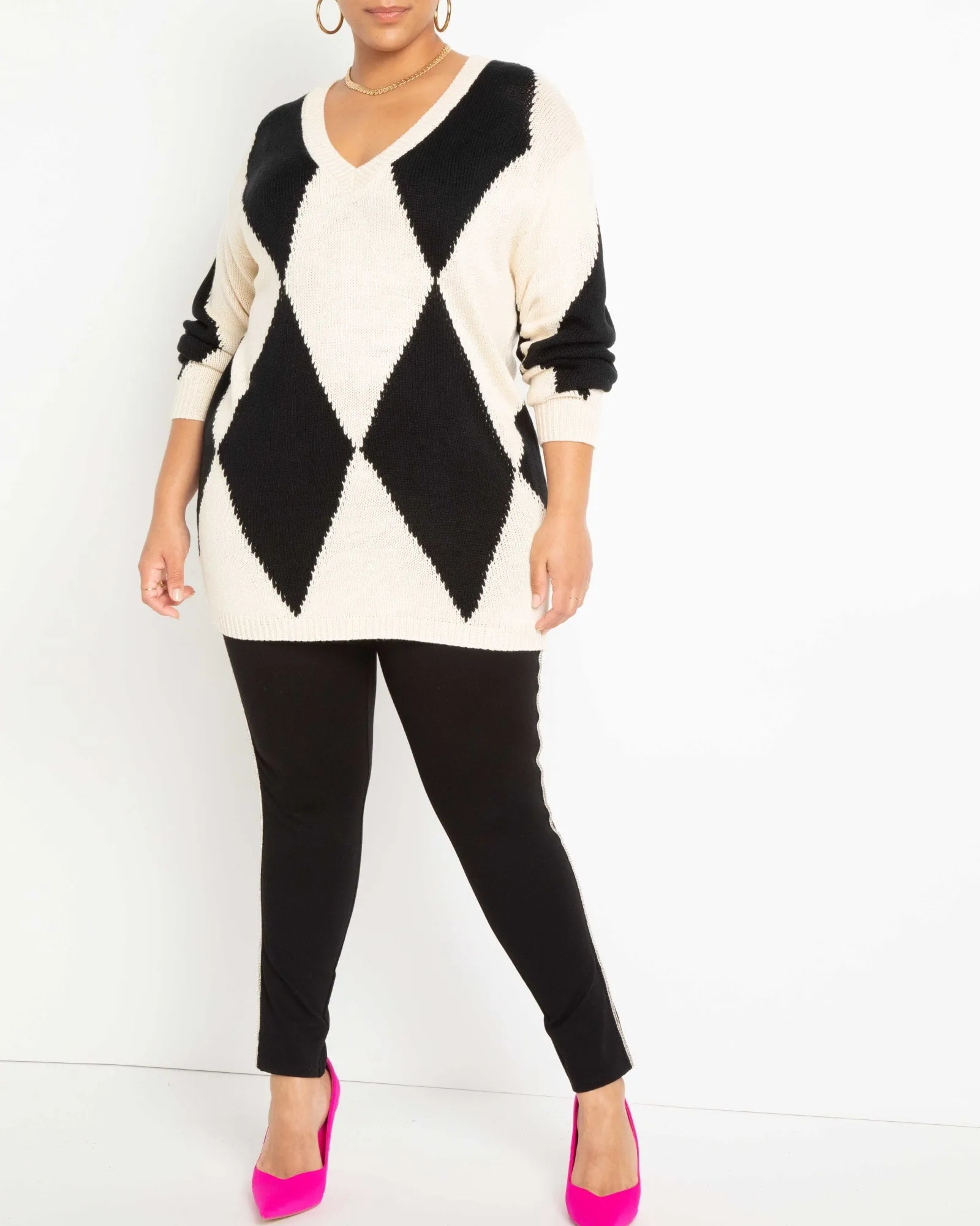 Ivy Argyle Sweater | Black And White
