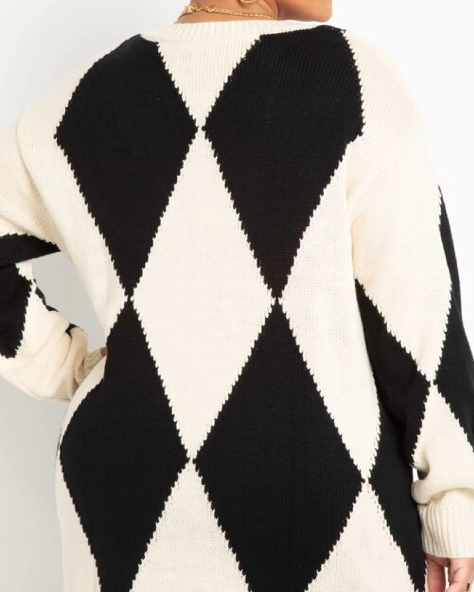 Ivy Argyle Sweater | Black And White