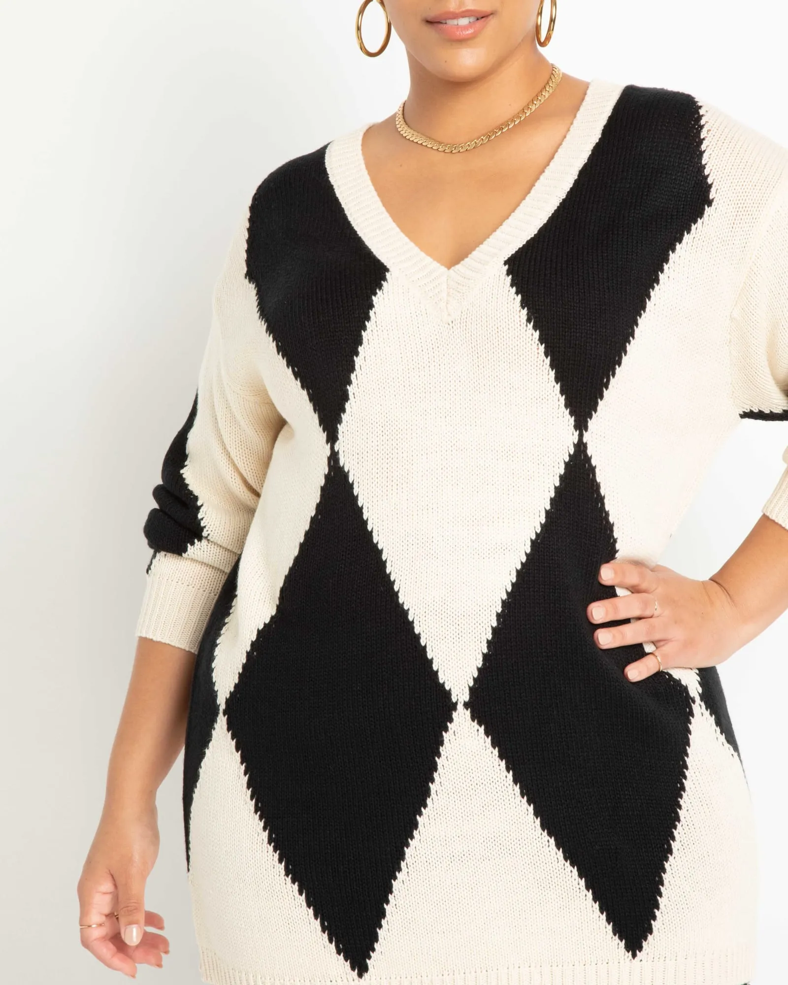 Ivy Argyle Sweater | Black And White