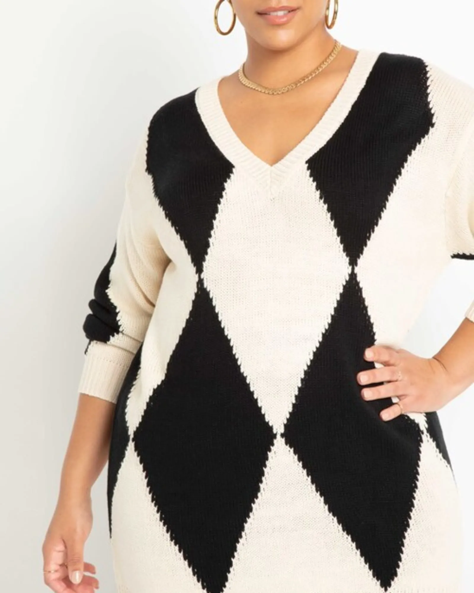 Ivy Argyle Sweater | Black And White