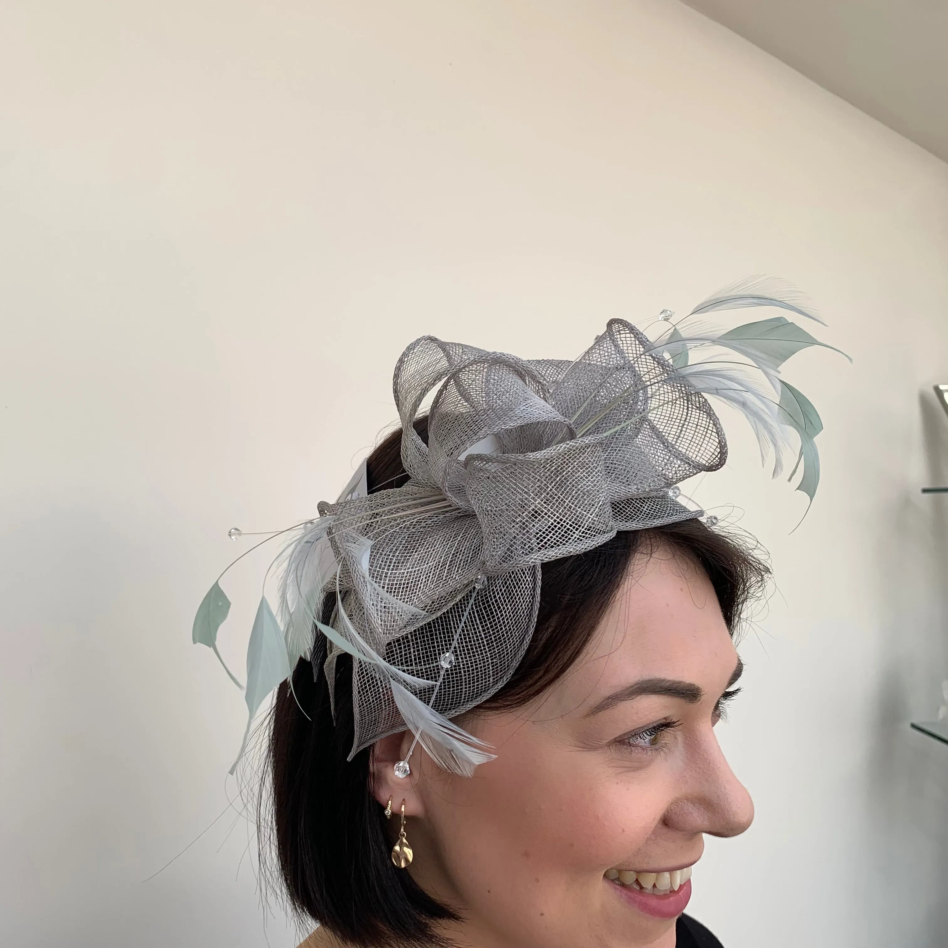 J Bees JB23/318 Fascinator in Greys and Silvers