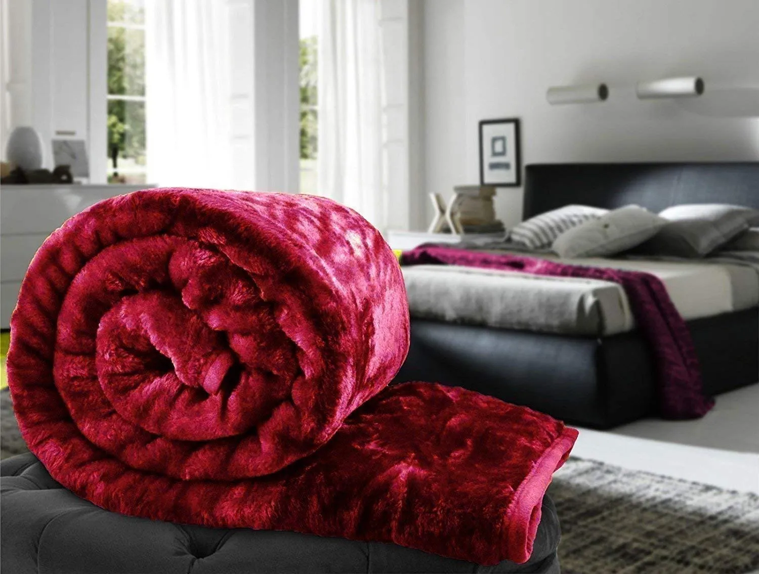 J SHREE Double Bed Blanket Mink Blanket for Heavy Winter Ac Solid Double Bed Blanket Super Soft Light Winter Blanket,Lightweight.