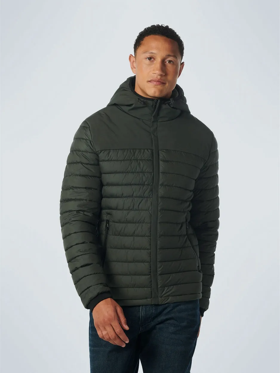 Jacket Hooded Short Fit Padded Mix | Dark Green