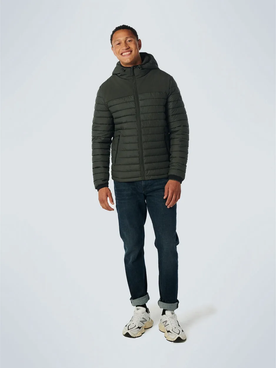 Jacket Hooded Short Fit Padded Mix | Dark Green