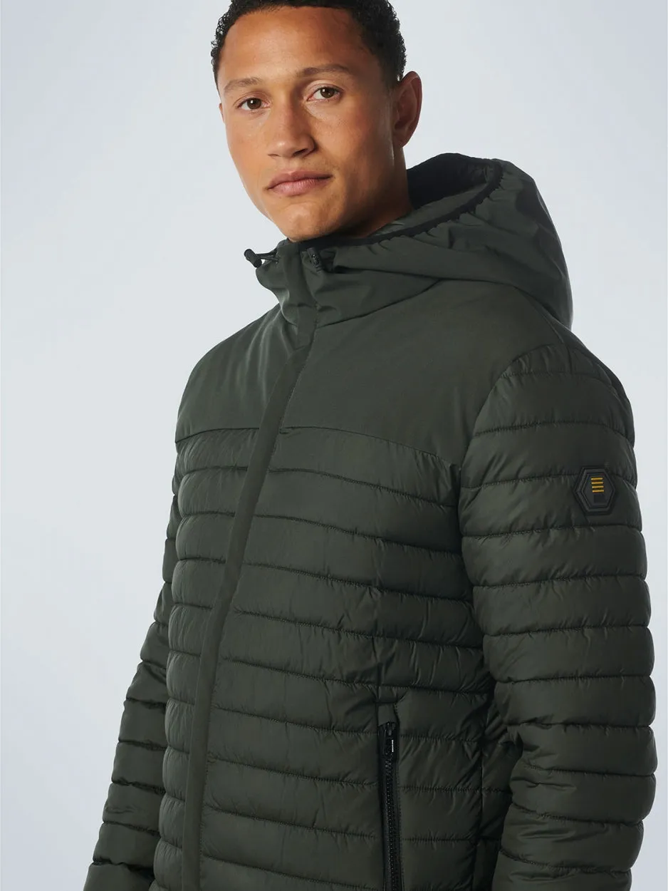 Jacket Hooded Short Fit Padded Mix | Dark Green
