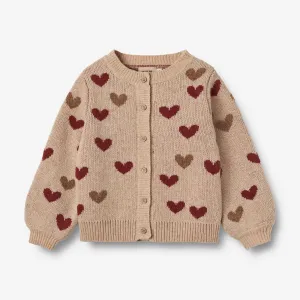 Jacquard Cardigan Hearts - offwhite