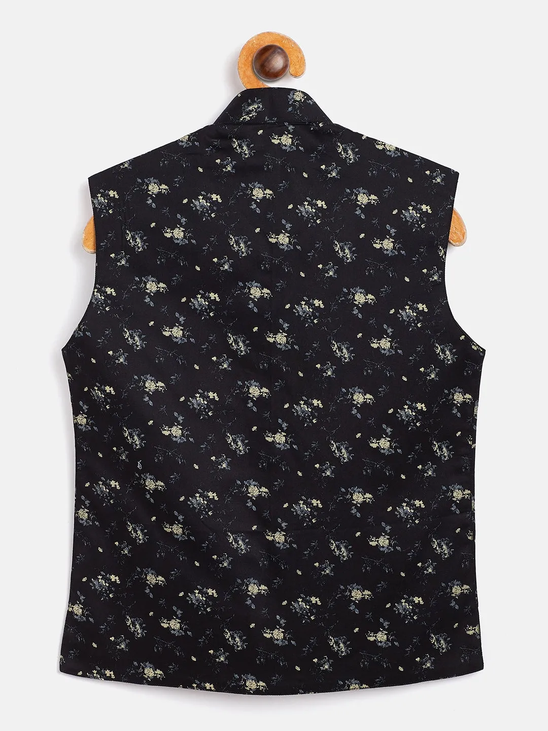 Jashvi Boy's Boys' Black Cotton Blend Nehru Jacket