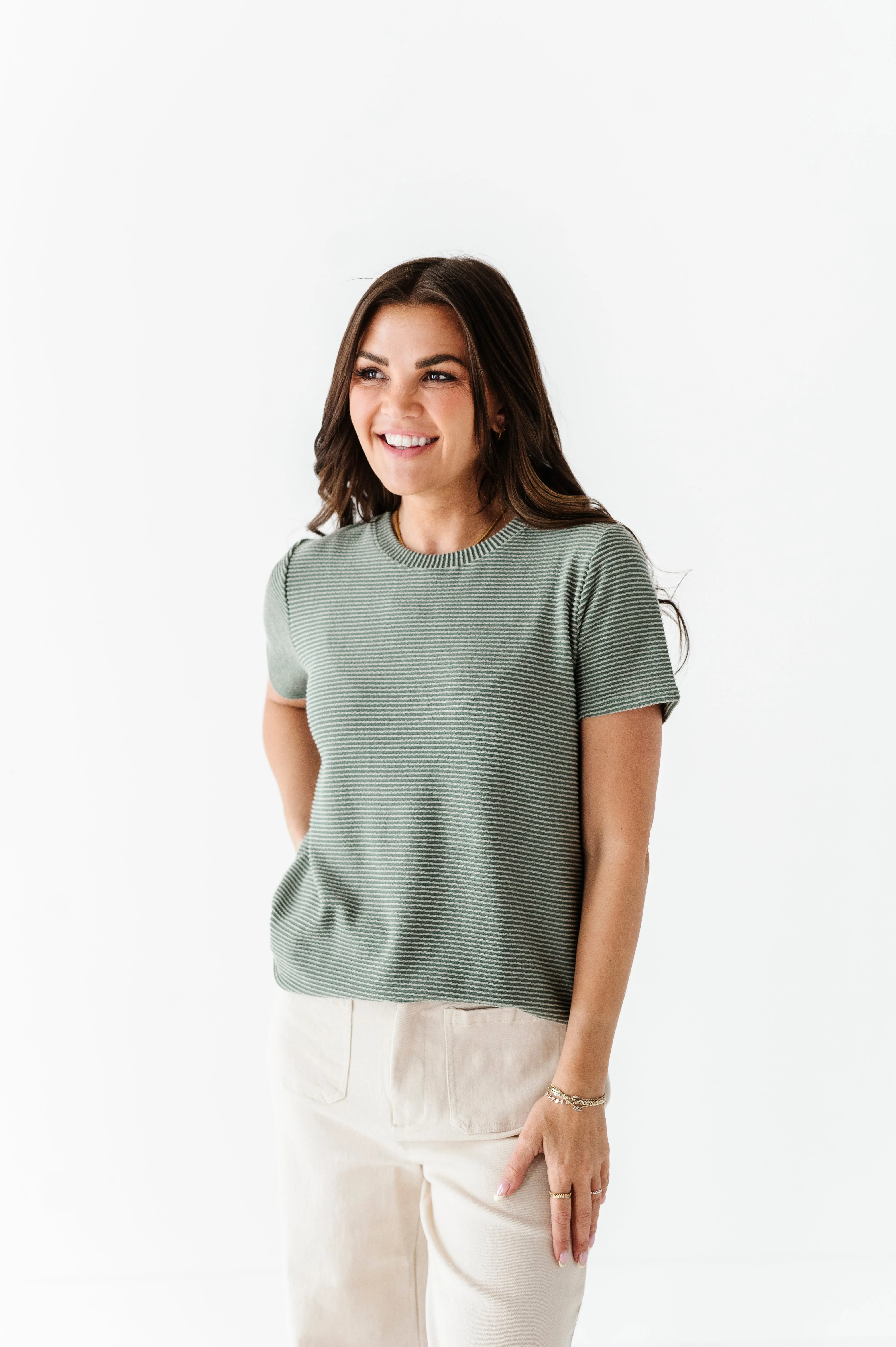 Jessa Ribbed Top in Light Olive