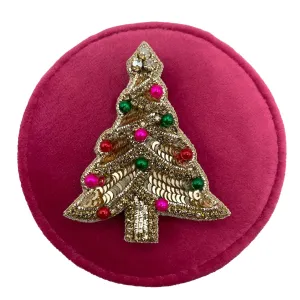 Jewellery travel pot bright pink - recycled velvet - kitsch tree