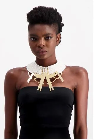 JIAMINI Belewa Neck Piece with an abstract brass comb