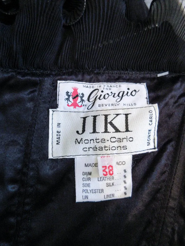 JIKI Monte Carlo Creation Black Pleated Ruffle Cocktail Dress Size 38