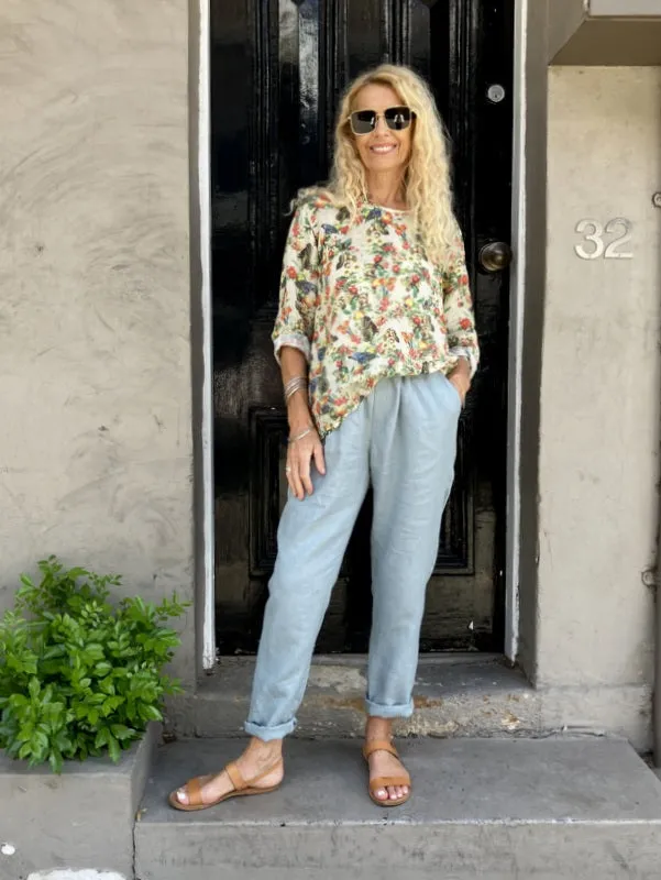 Jiva Mimi Pant - Narrow Leg Linen - Eggshell