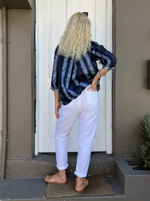 Jiva Mimi Pant - Narrow Leg Linen - White