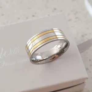Jordan Men's High Polished Gold and Silver Stainless Steel Ring