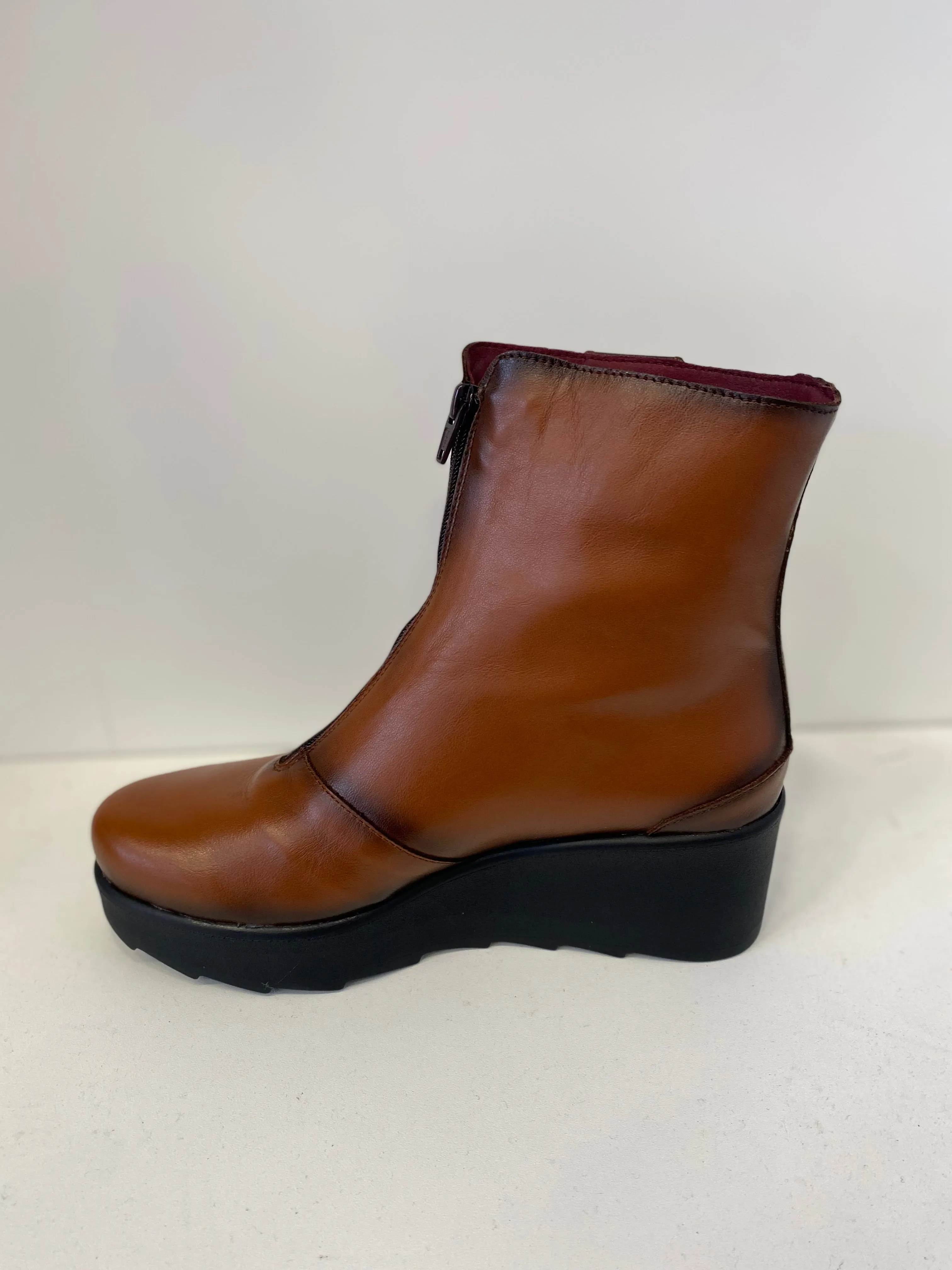 Jose Saenz Tan Wedge Zip Ankle Boot