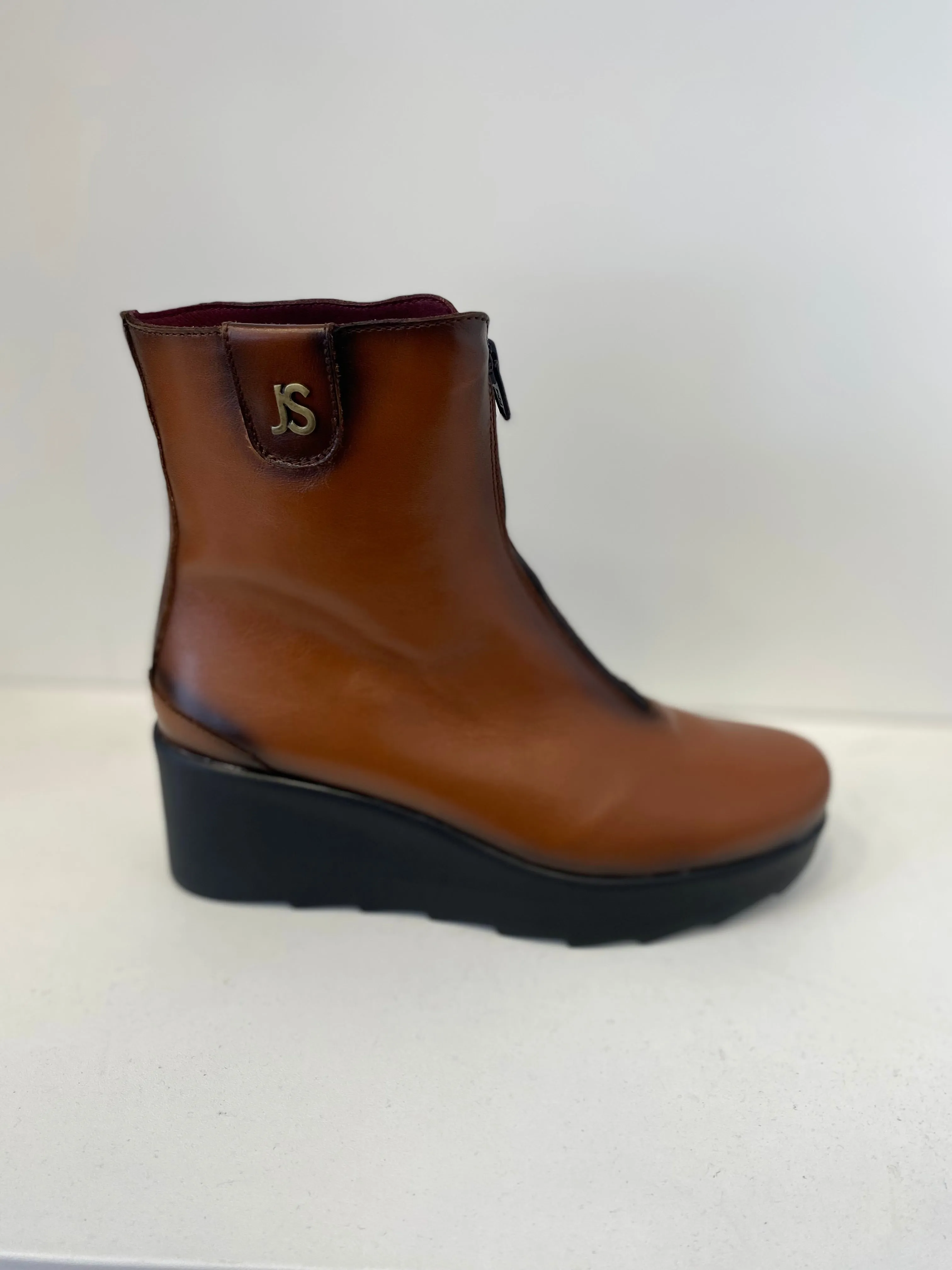 Jose Saenz Tan Wedge Zip Ankle Boot