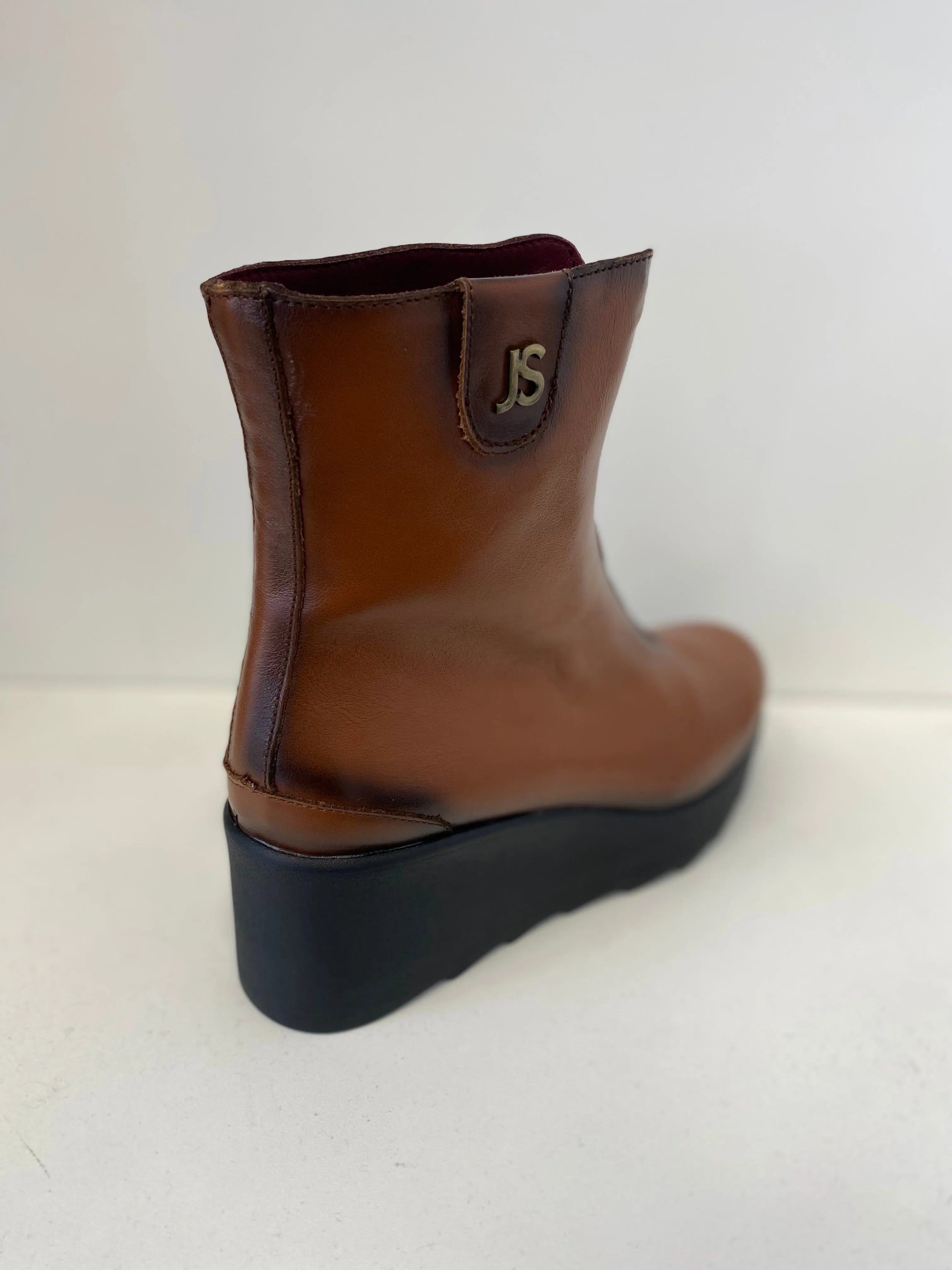 Jose Saenz Tan Wedge Zip Ankle Boot