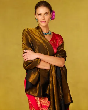 Josephine Reversible Pashmina Shawl in Bronze and Black