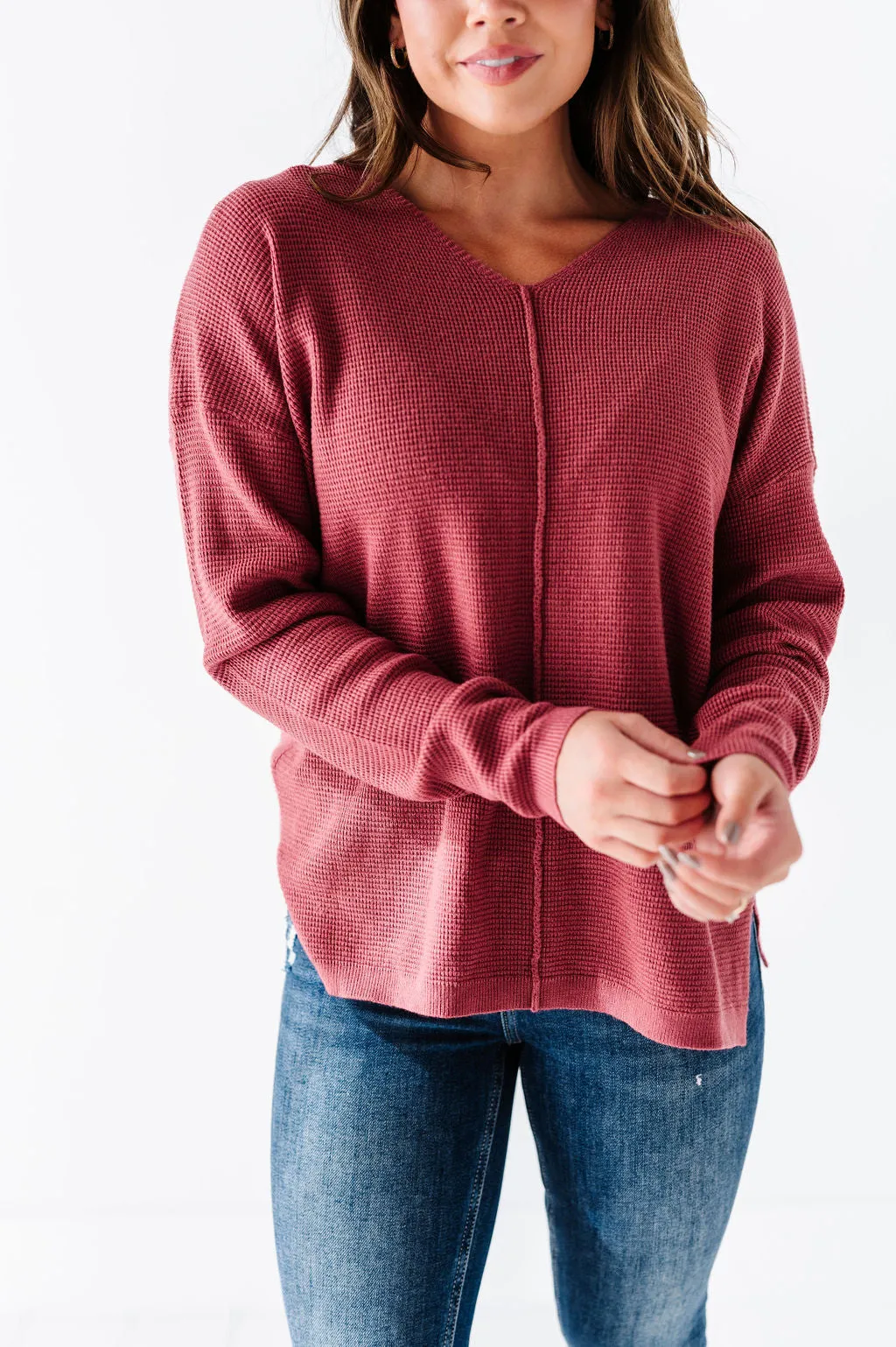 Jovie Pullover Sweater in Dark Rose