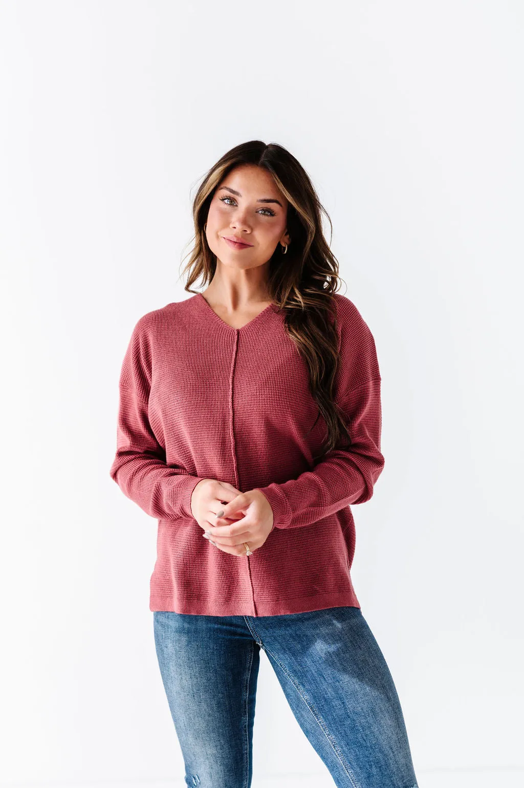 Jovie Pullover Sweater in Dark Rose