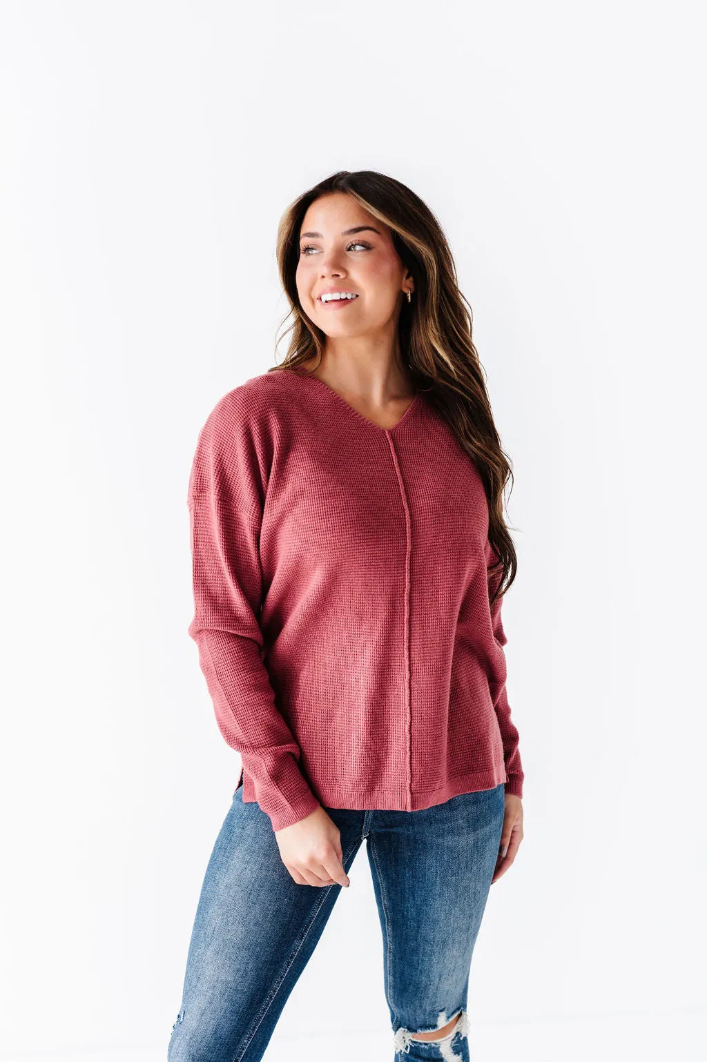 Jovie Pullover Sweater in Dark Rose