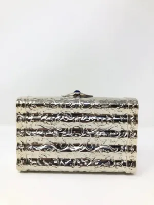 Judith Leiber Silver or Gold Metal Embossed Clutch Bag 1970s 2190-16-112321