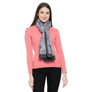Kanishka Grey Printed Wool Silk Stole