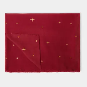 Katie Loxton 184cm Garnet Red Stars Printed Foil Scarf