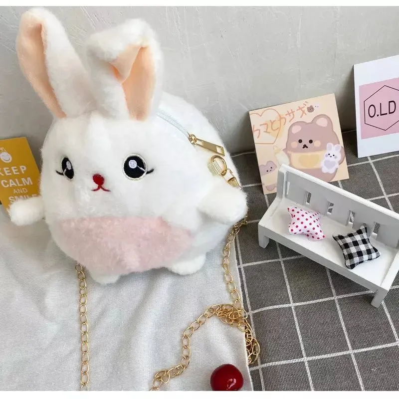 Kawaii Rabbit Plush Purse Crossbody Bag for Girls