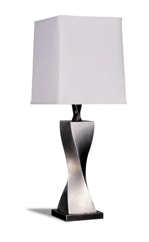 Keene Table Lamps White & Antique Silver Set of 2