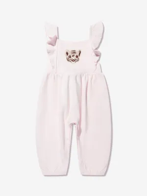 KENZO Baby Girls Organic Cotton Tiger Dungarees in Pink