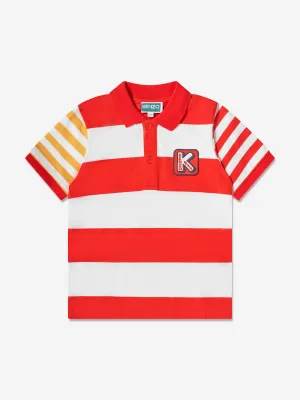 KENZO Boys Striped Polo Shirt in Red
