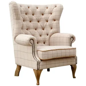 Kettle Home Wrap Around Leather & Wool Wing Chair