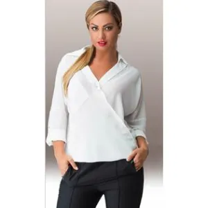 Ketty More Women Collar Neck Folded Cuff Casual Shirt-KMWSB743