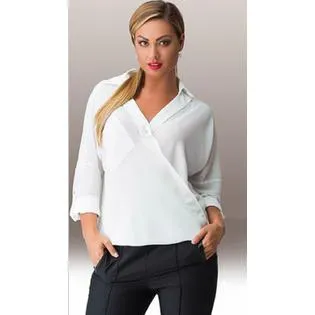 Ketty More Women Collar Neck Folded Cuff Casual Shirt-KMWSB743