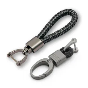 Keycare car leather keychain metal alloy buckle key holder keyring organiser 2 pack combo (Leather Thread   AlloyKH)